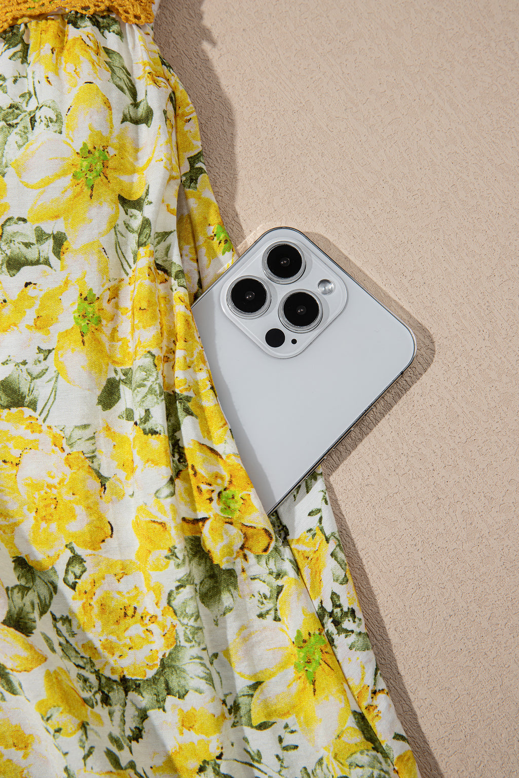 Banana Cream Floral Lace Tied Strap Empire Waist Maxi Dress