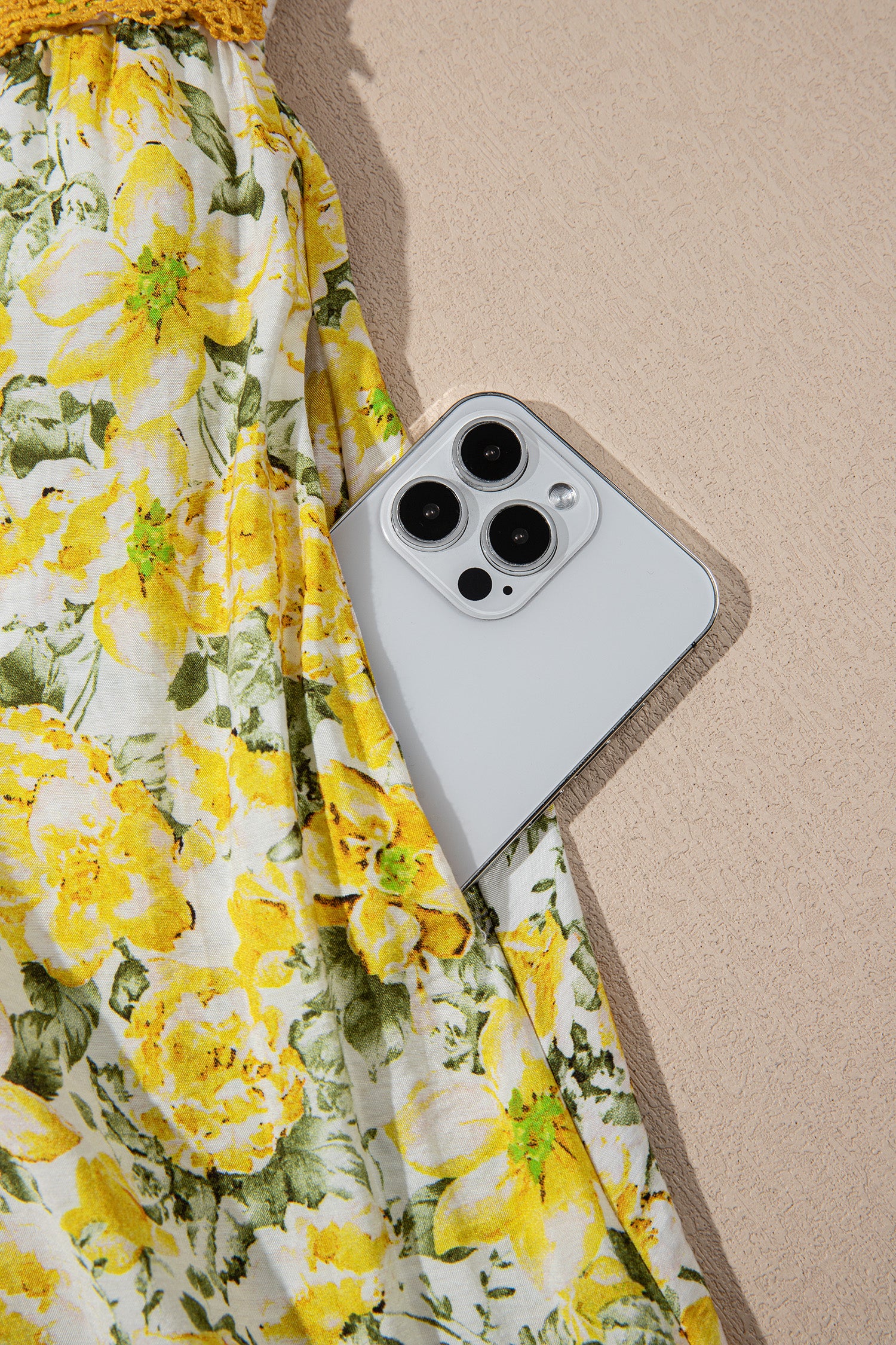 Banana Cream Floral Lace Tied Strap Empire Waist Maxi Dress