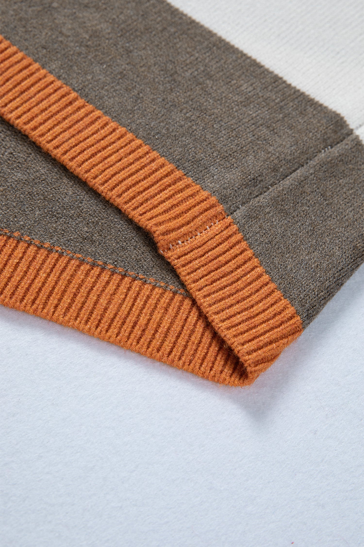 White Striped Color Block Knit Drop Shoulder Sweater