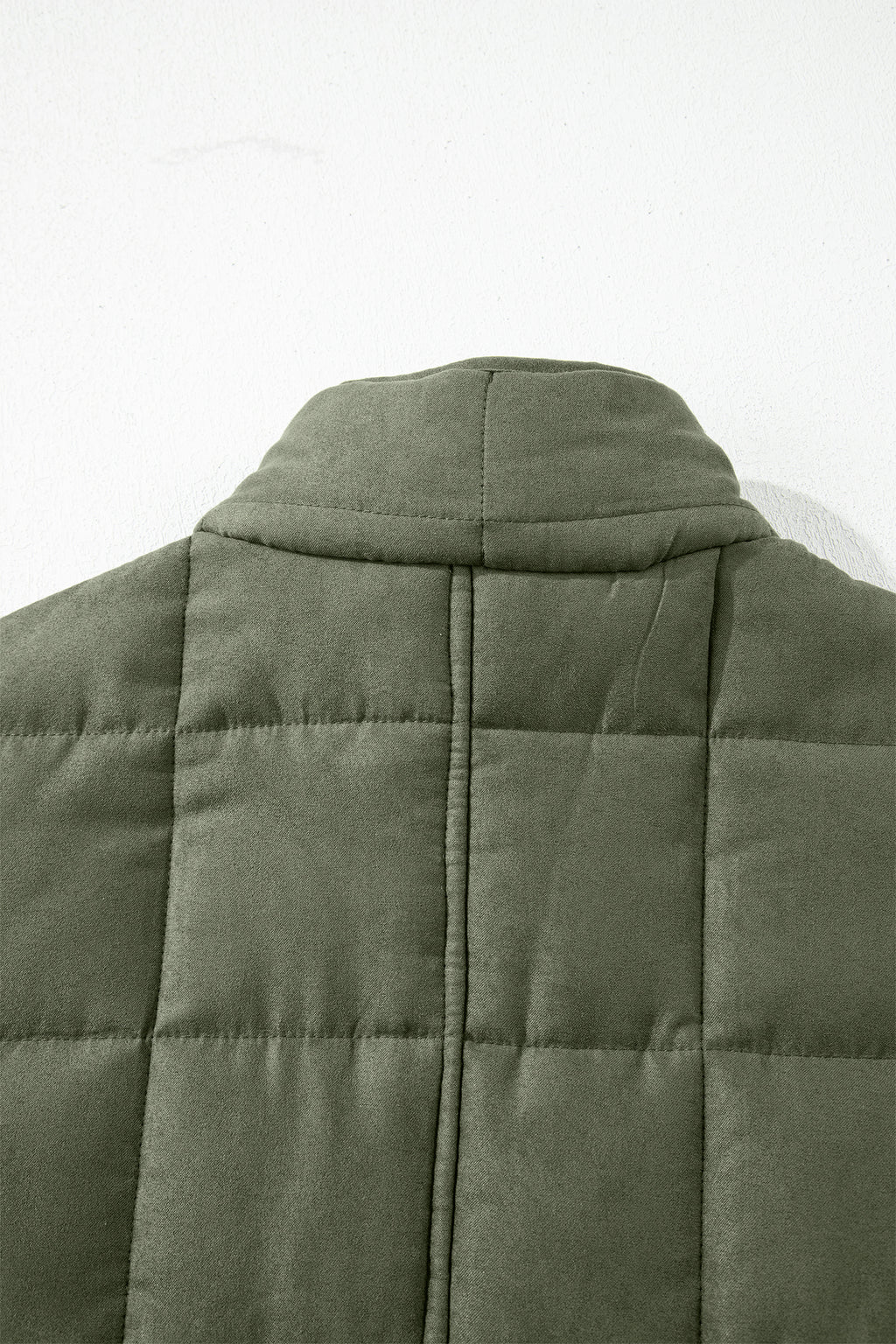 Green Zip-Up Pocket Quilted Jacket