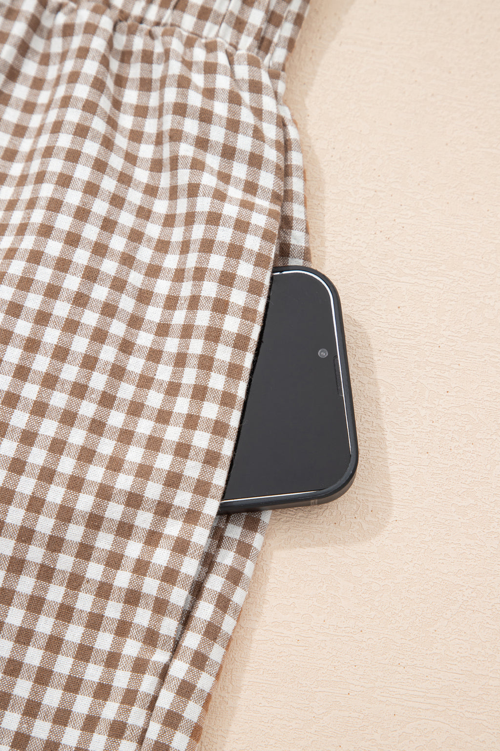 Green Contrast Trim Plaid Print Plus Size Shorts