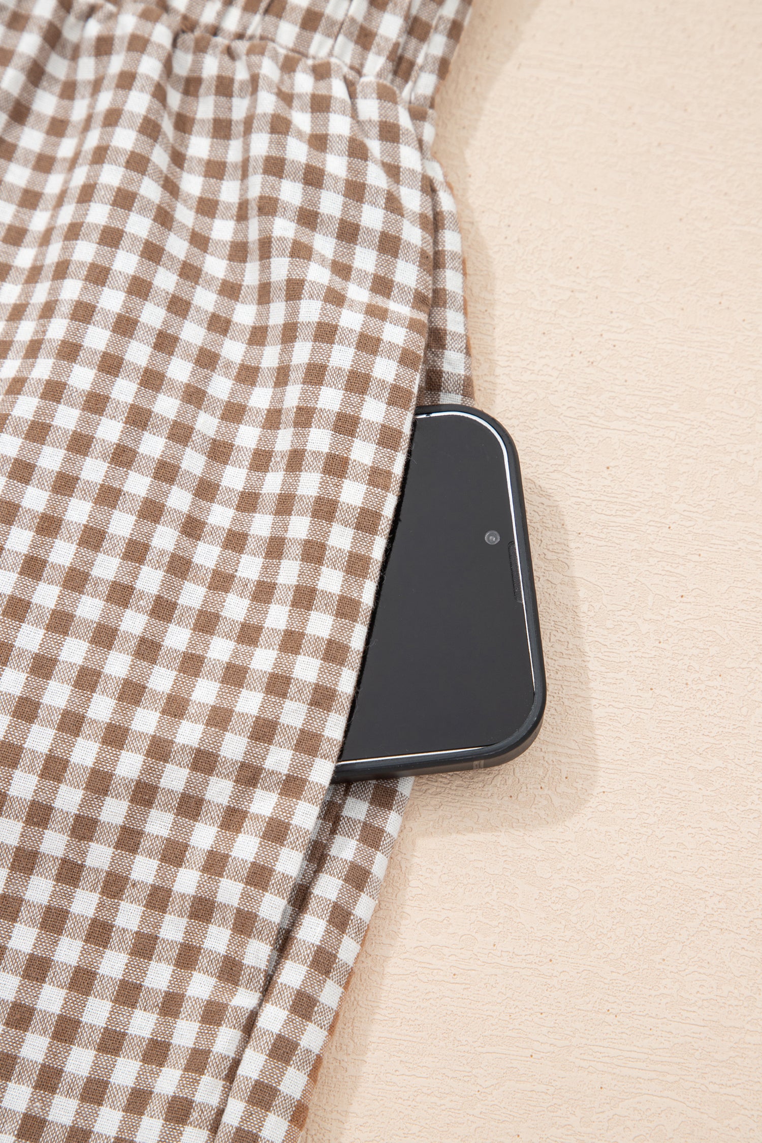 Green Contrast Trim Plaid Print Plus Size Shorts