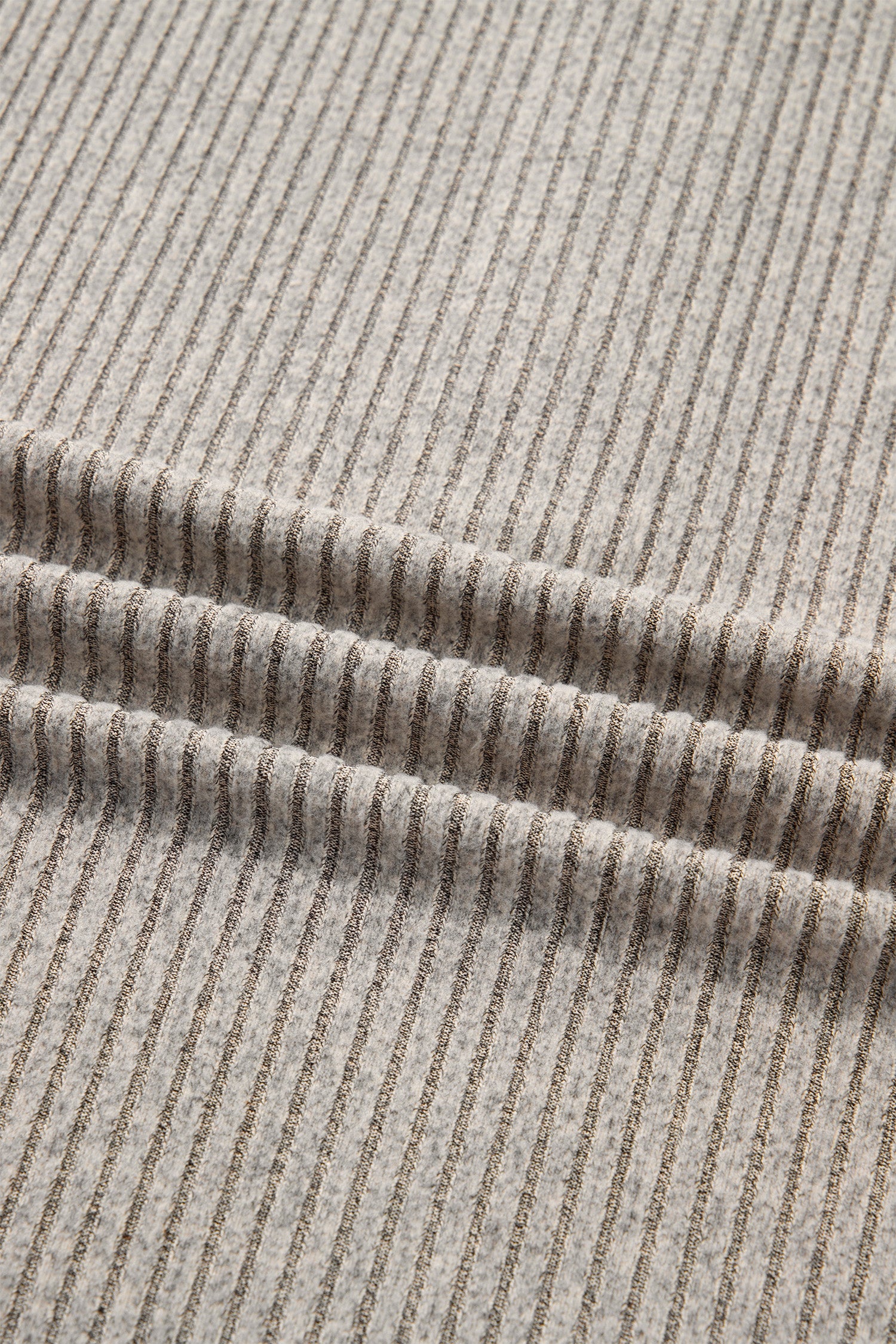 Simply Taupe Plus Size Ribbed Knit Kangaroo Pocket Henley Long Sleeve Top