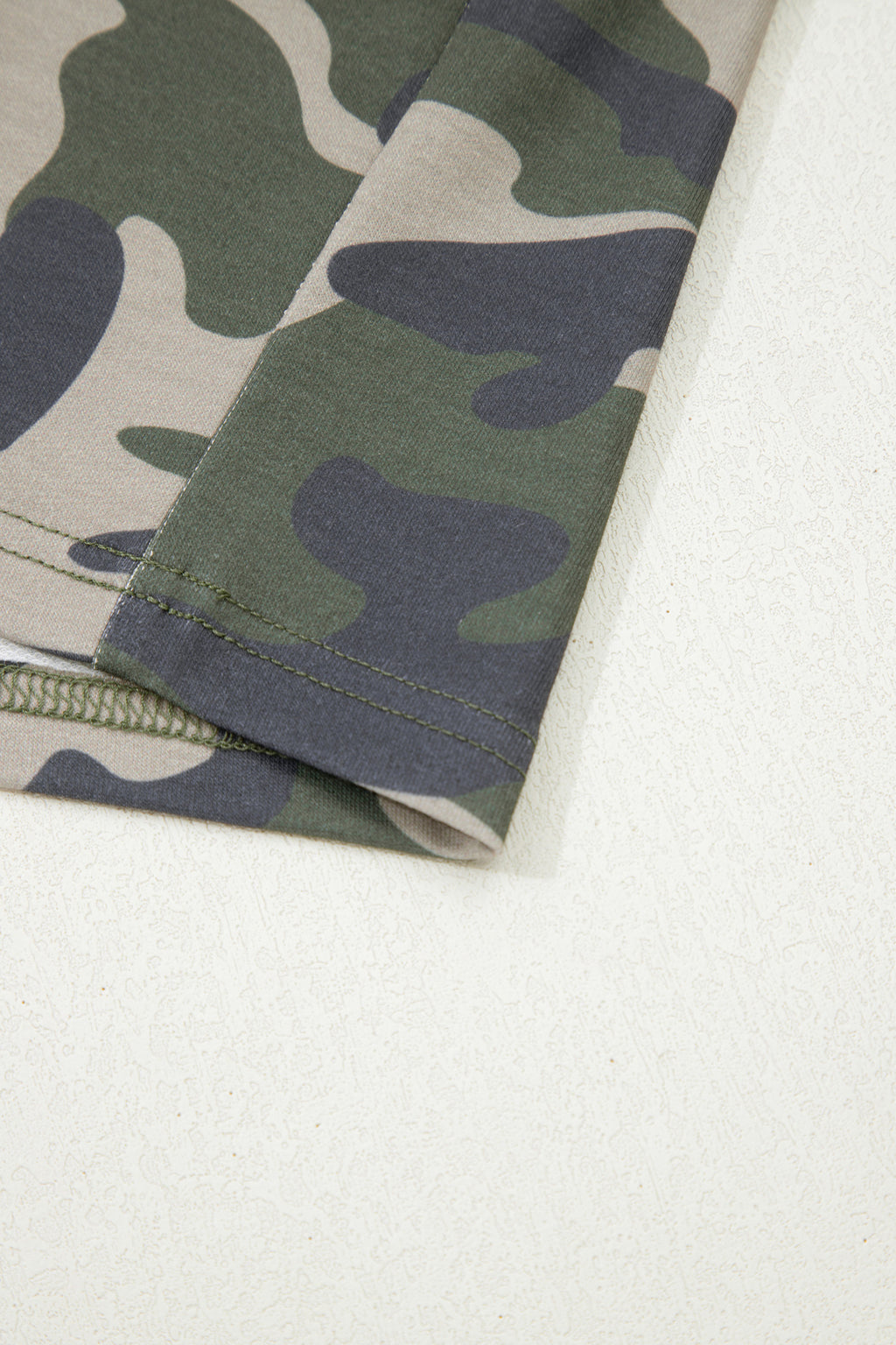 Green Tie Elastic Waist Pocketed Plus Size Camo Shorts